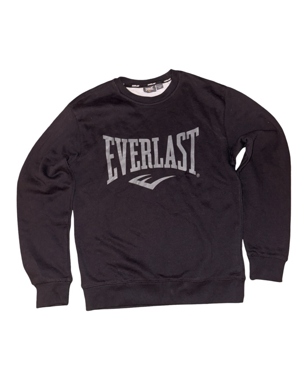 Everlast Sweatshirt  Mens Small Black Gray Logo Pullover Crewneck NWT